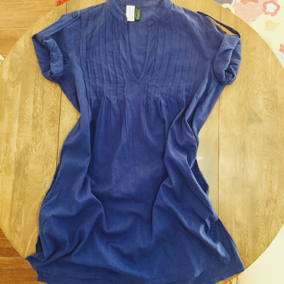 Ralph Lauren Cotton Pintuck Navy Coverup w/pockets - Picture 4 of 7